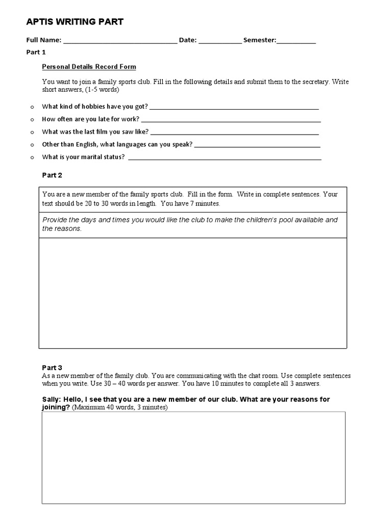 Aptis Writing Test Practice Guide | PDF
