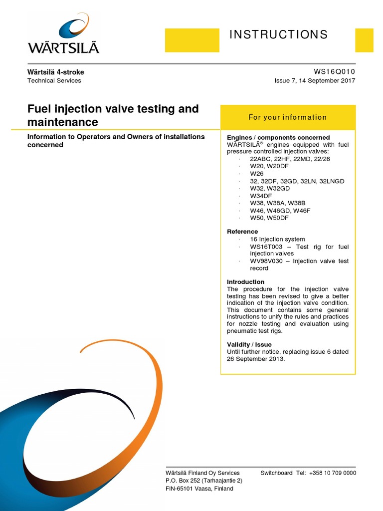 Fuel Injection Valve Testing and Maintenance | PDF | Valve | Fuel Injection