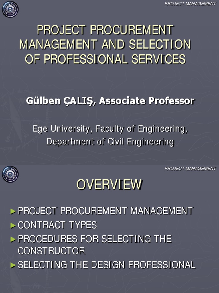 Project Procurement Management Overview | PDF | Procurement | Project ...