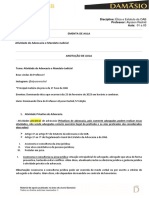 Resumo - Etica e Estatuto Da OAB - Aula 01 A 03 - Atividade de Advocacia e Mandato Judicial - Prof Alysson Rachid