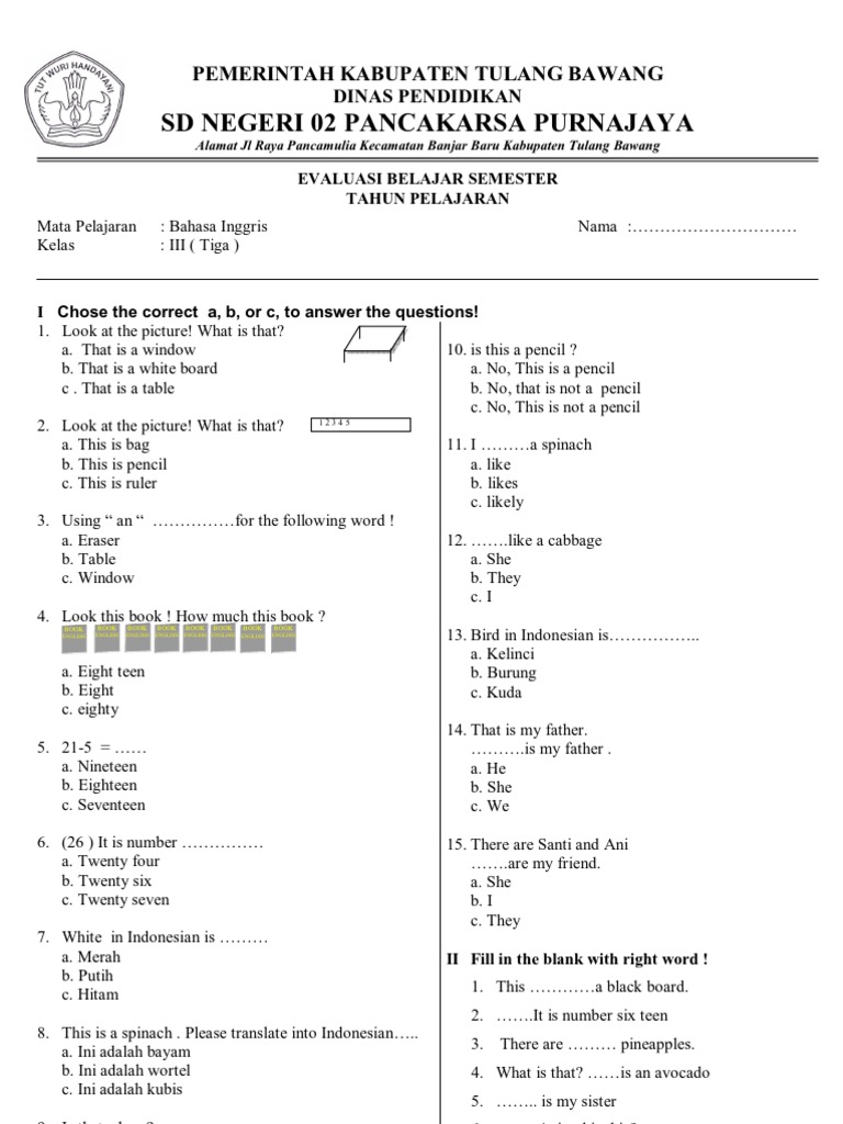 28+ Contoh soal bahasa inggris my pals sd kls 3 information