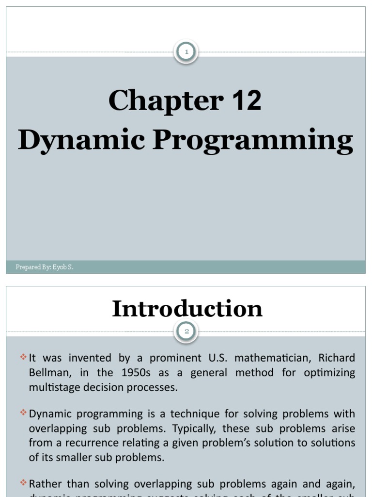 Chapter - 12 (Dynamic Programming) | PDF | Dynamic Programming ...