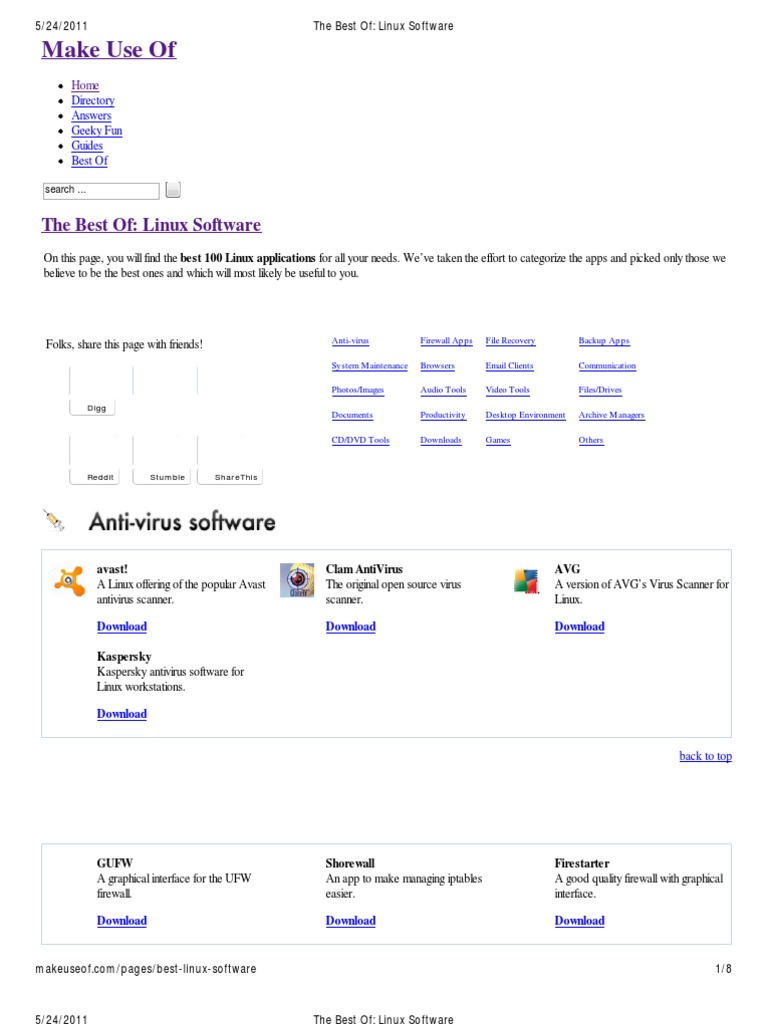 Top 100 Essential Linux Applications | PDF | Antivirus Software ...