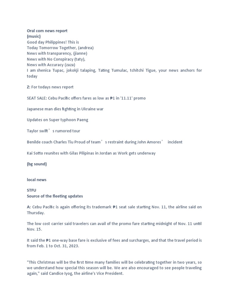 Oral Com News Report | PDF