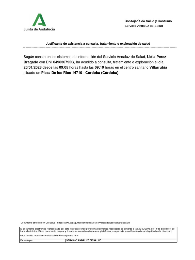 Justificante de Cita | PDF