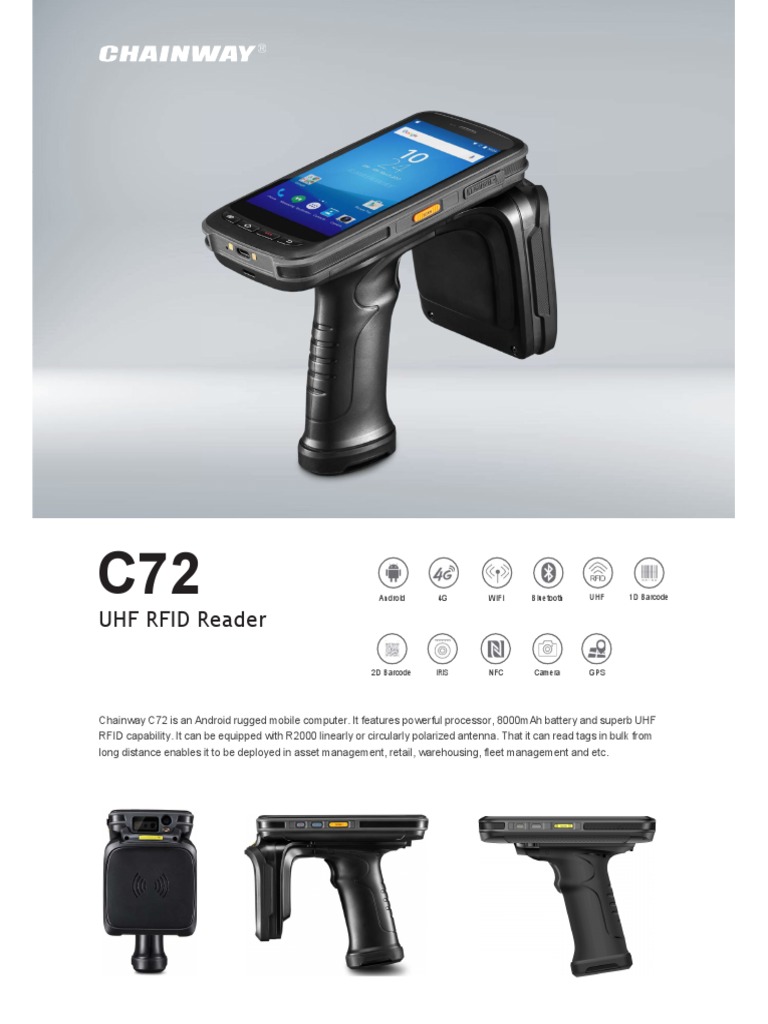 Chainway C72 UHF RFID Reader Overview | PDF | Barcode | Radio Frequency ...