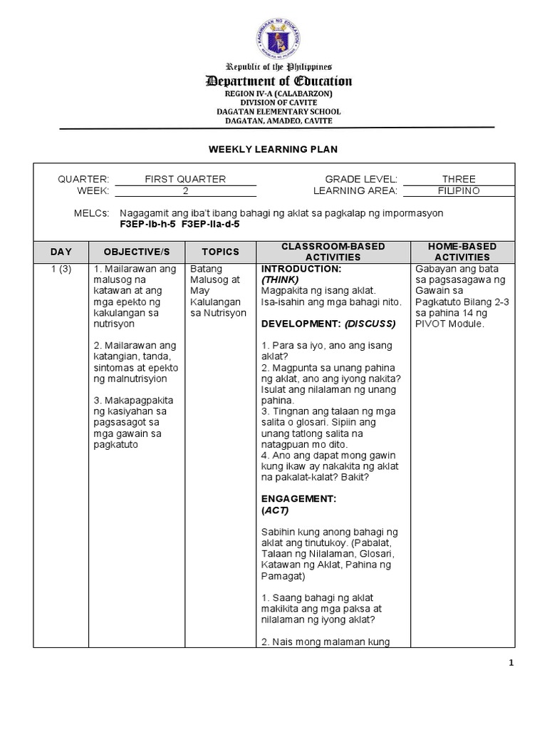 WLP Q1 W2 Filipino | PDF