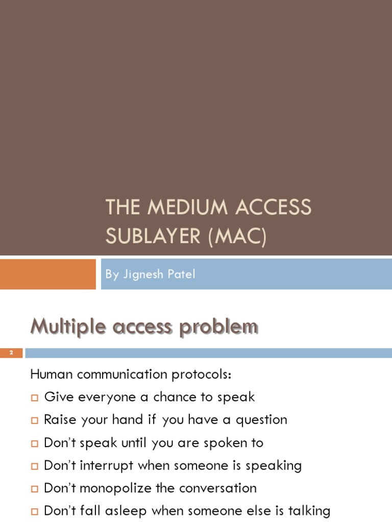 Medium Access Sub-Layer by Jignesh Patel | PDF | Ethernet | Computer ...