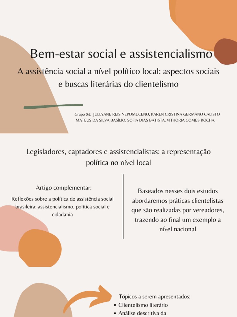 Bem-Estar Social e Assistencialismo | PDF | Estado de bem-estar social ...