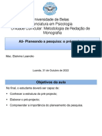 Planeando a pesquisa: o pré-projecto