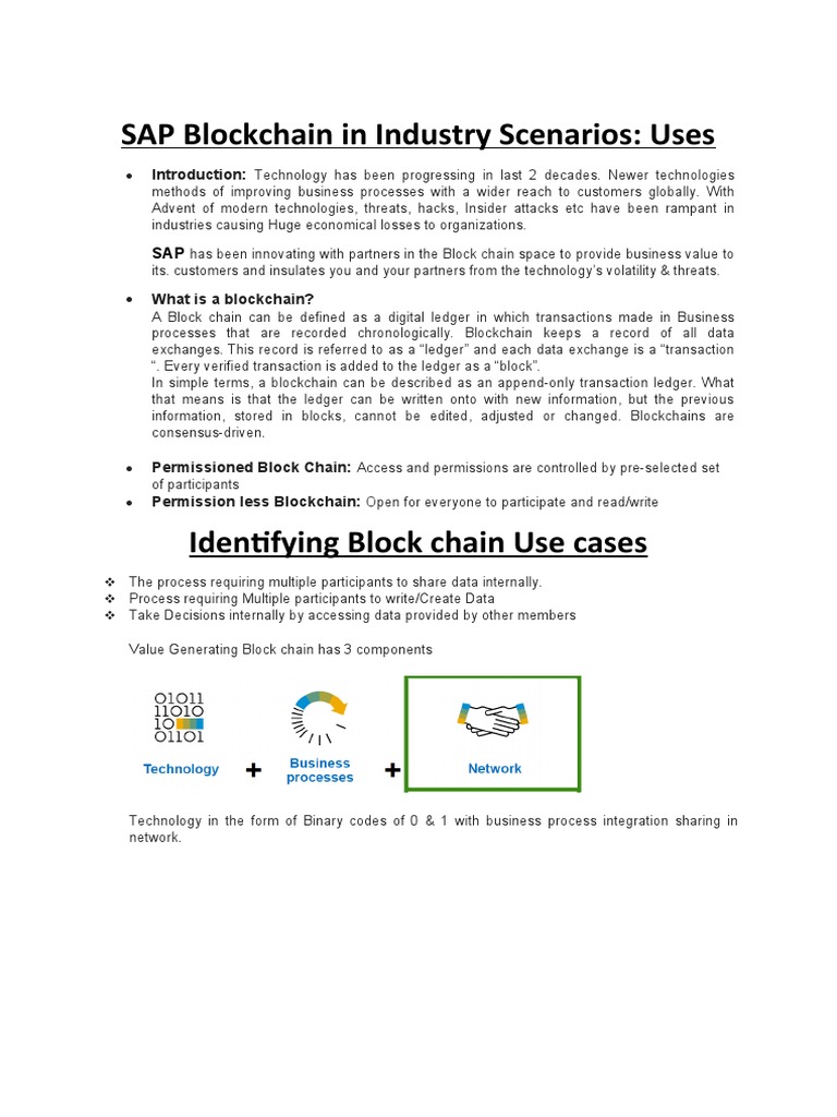 SAP Blockchain in Industry Scenarios 2 PDF Brand Business Process