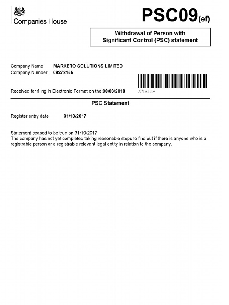 Marketo PSC Statement PDF