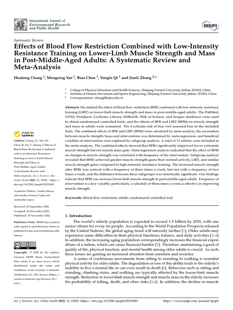 2022 Effects of Blood Flow Restriction Combined With LowIntensity Resistance Training On Lower
