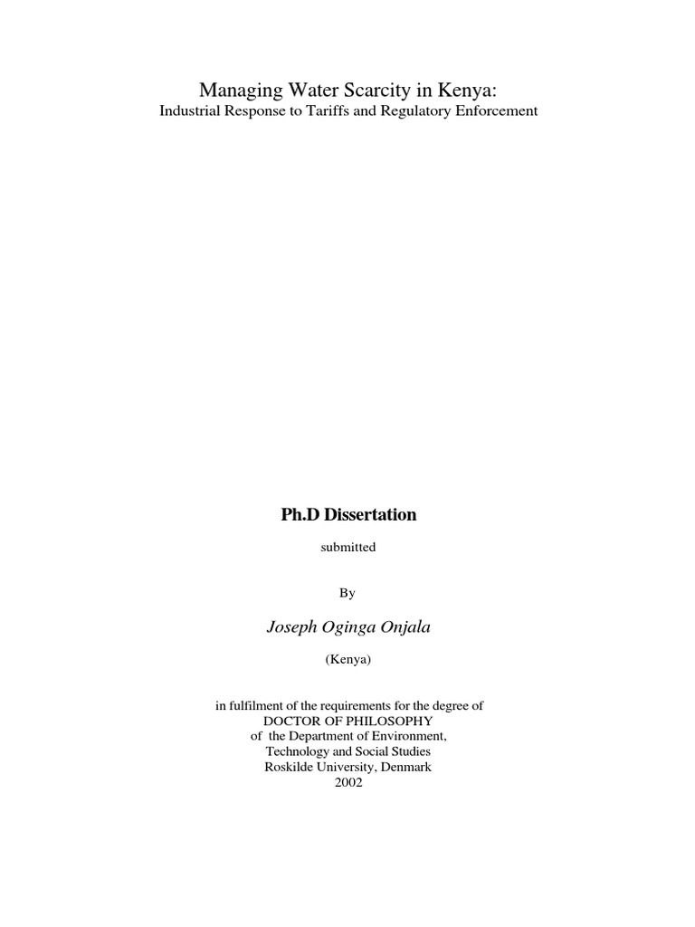 Onjala Managing Water Scarcity in Kenya Industrial Response To