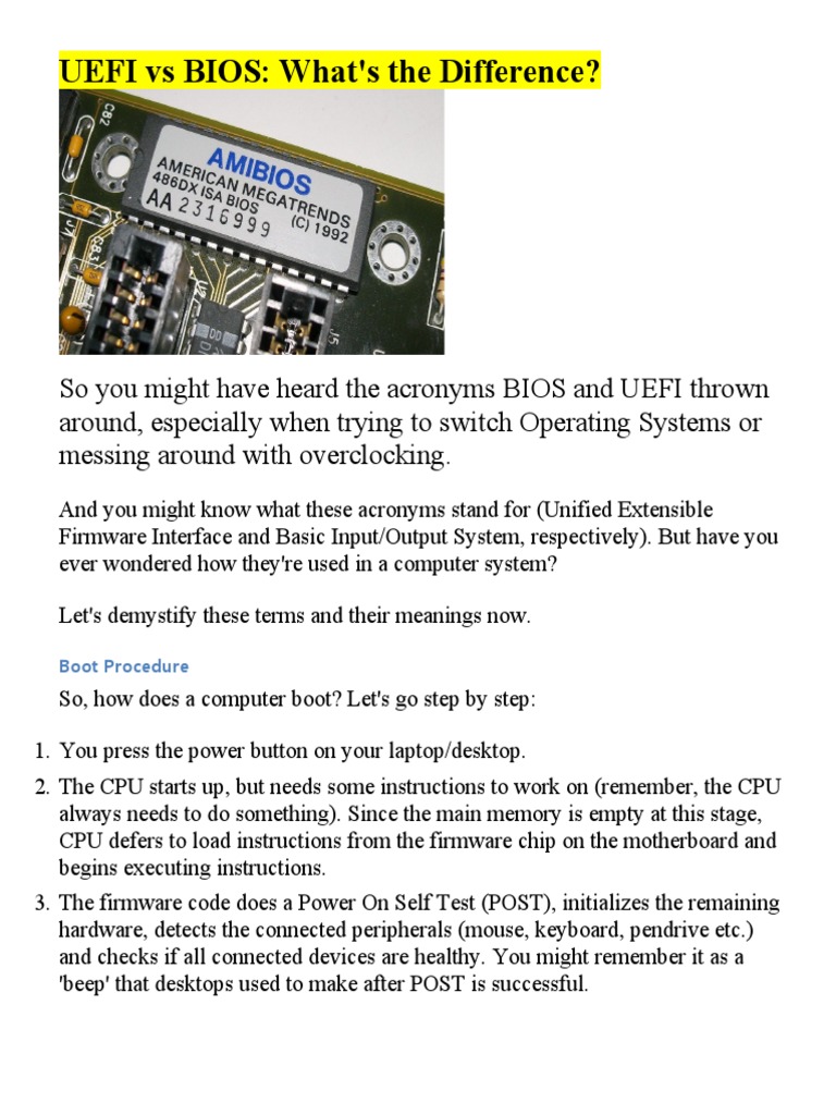 UEFI vs BIOS: Key Differences Explained | PDF | Booting | Bios