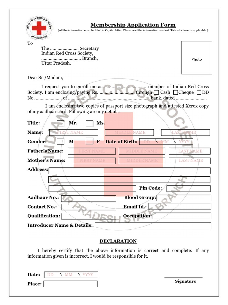 Red Cross Membership - Form | PDF | Government And Personhood | Access ...