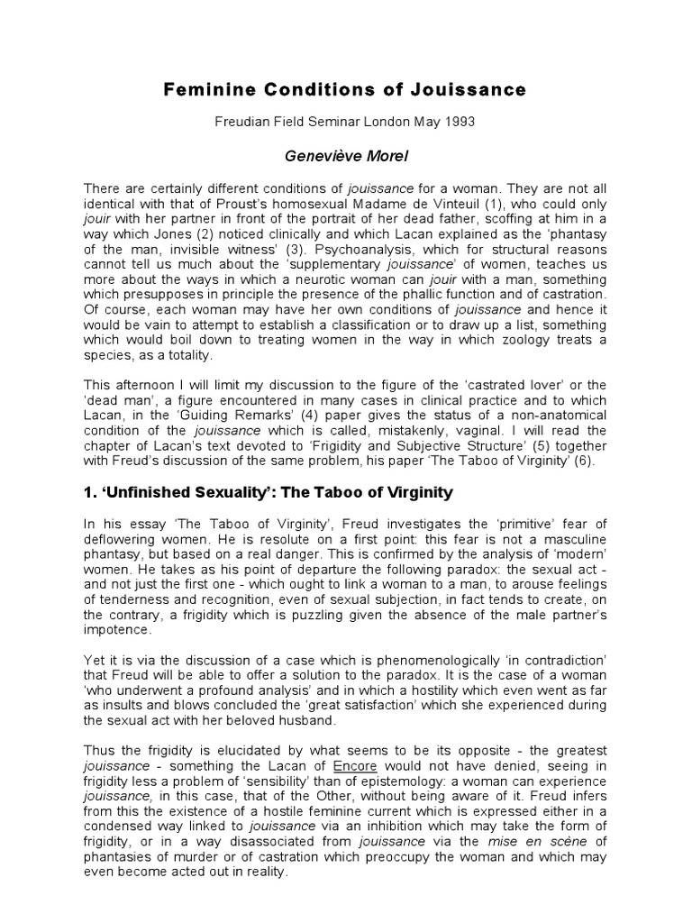 Feminine Conditions of Jouissance Download Free PDF Jacques Lacan