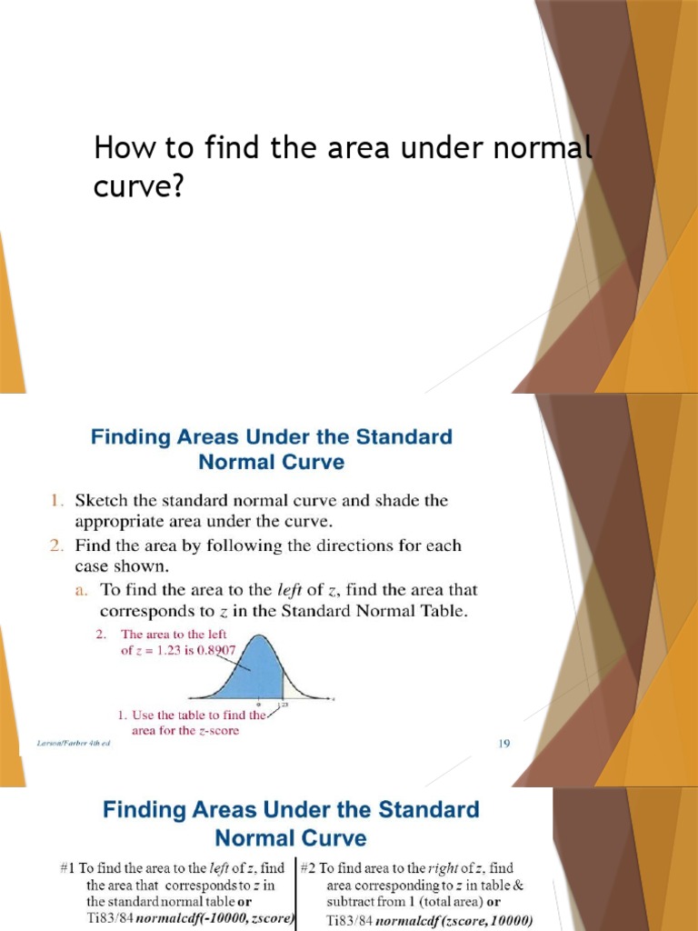 Finding The Area Under Normal Curve | PDF