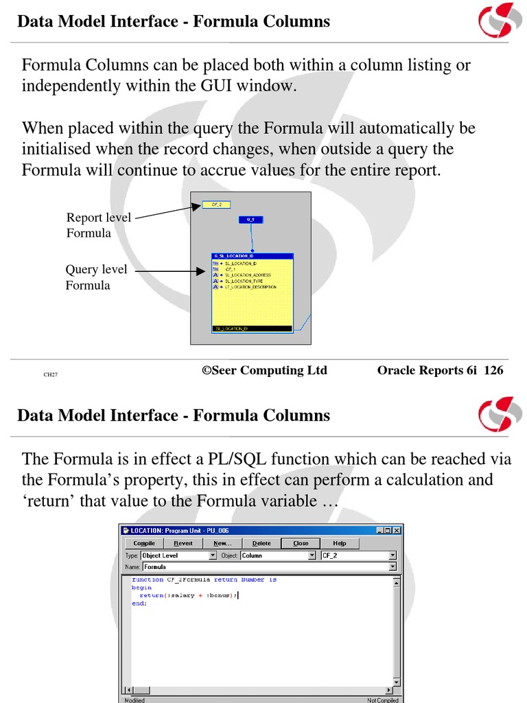 Example oracle reports 6i training pl sql sql