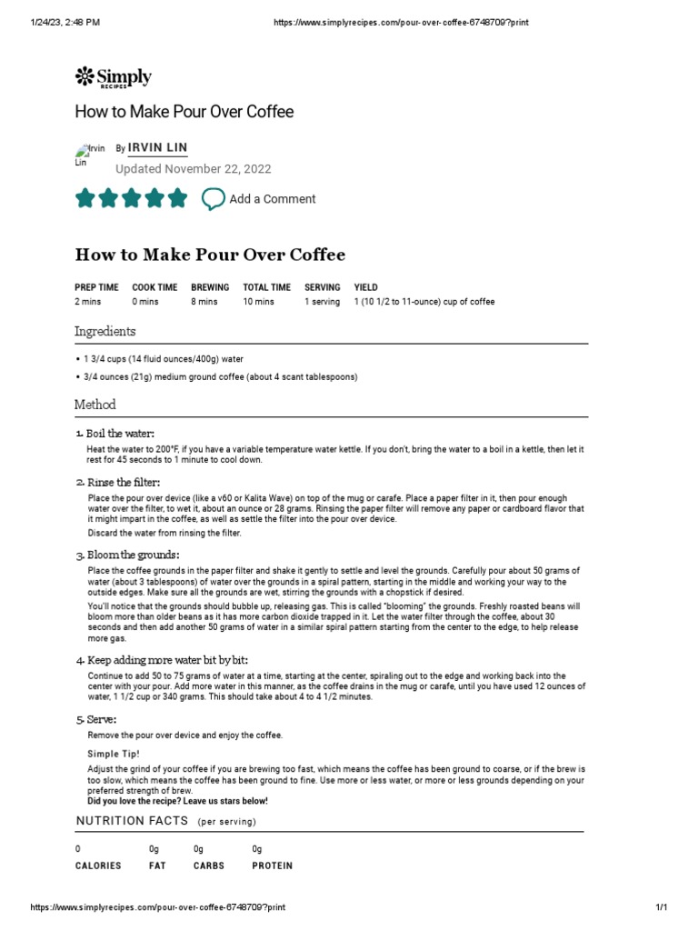 How To Make Pour Over Coffee A Step By Step Guide Pdf Coffee Foods