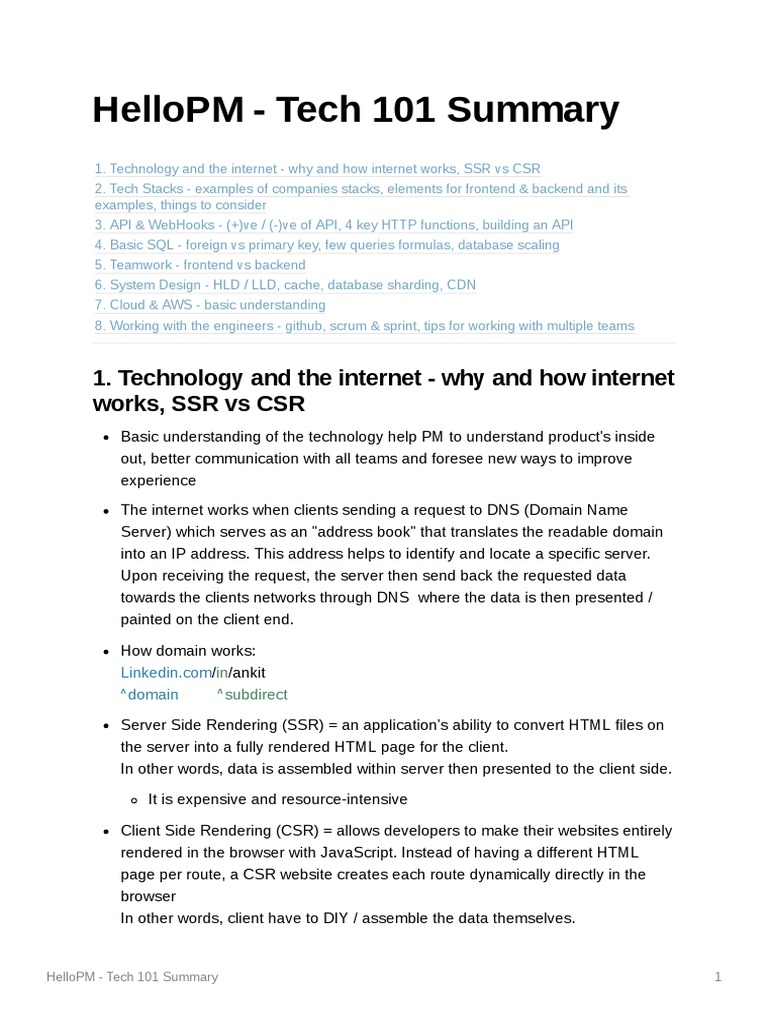 Tech 101 for Product Managers | PDF | Scrum (Software Development ...