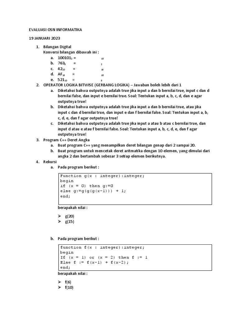 Evaluasi Osn Informatika | PDF