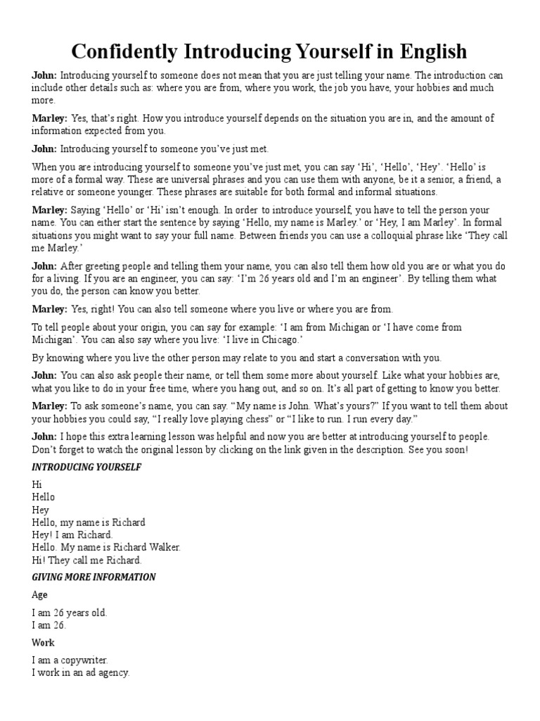 Professional Self-Introduction Guide | PDF