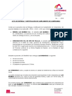 Acta de Entrega y Recepción Apoyo A Urban - Sol de Oro