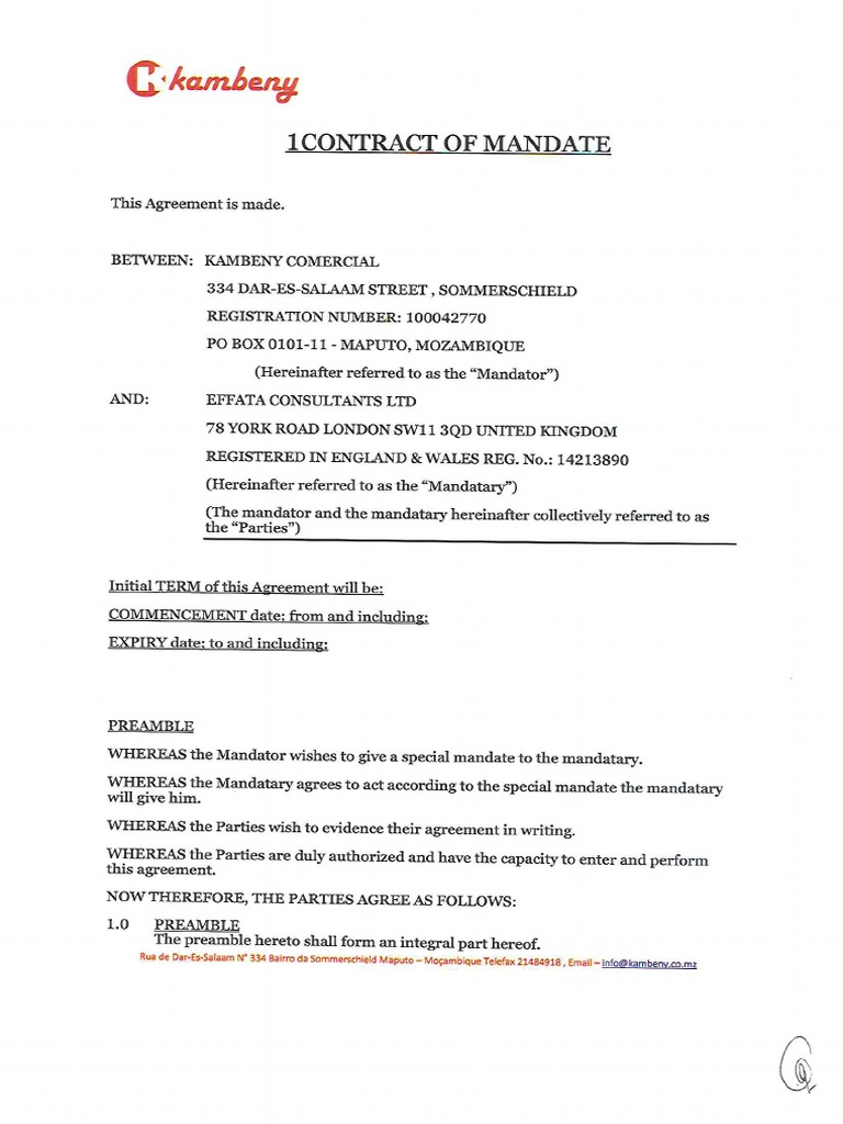 Contact of Mandate | PDF