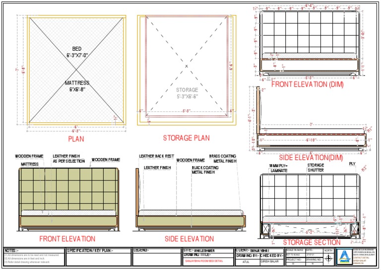 Bed Detail Drawing Specifications | PDF | Furniture | Home