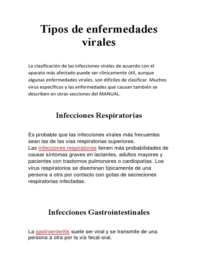 Clasificación de Enfermedades Virales | PDF | Virus | Hepatitis