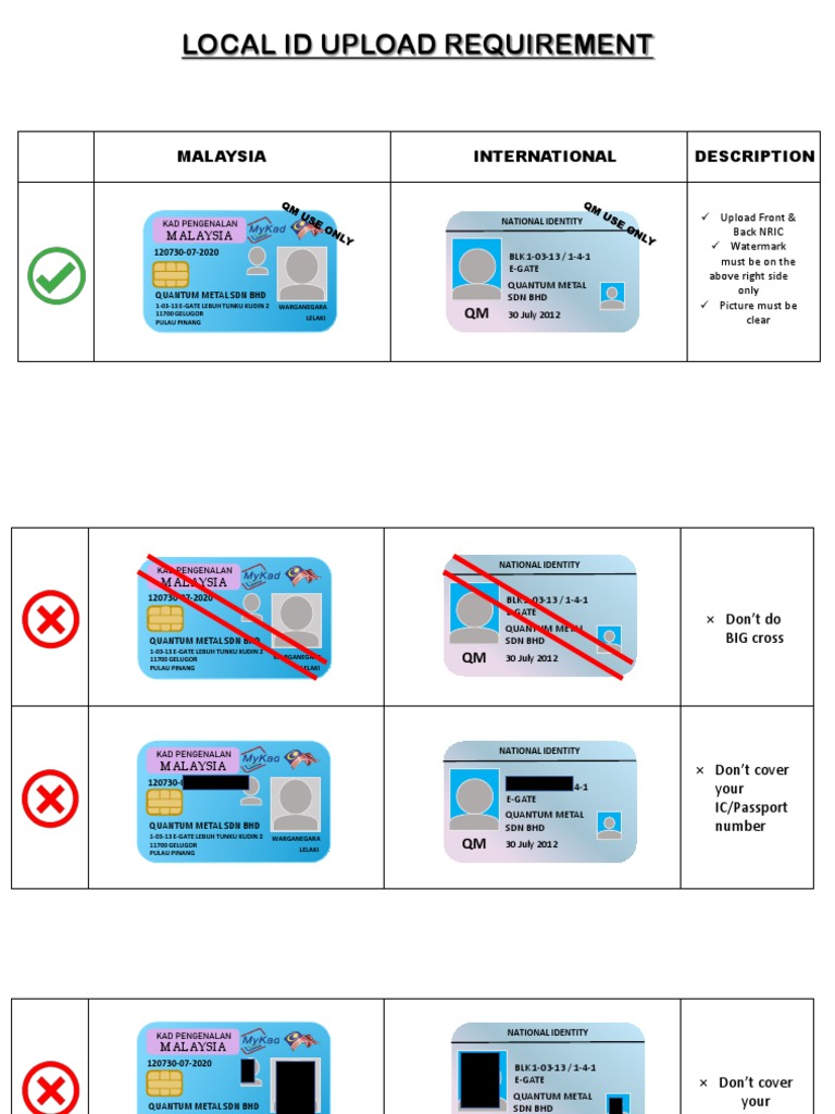Malaysia National ID Upload Guidelines | PDF