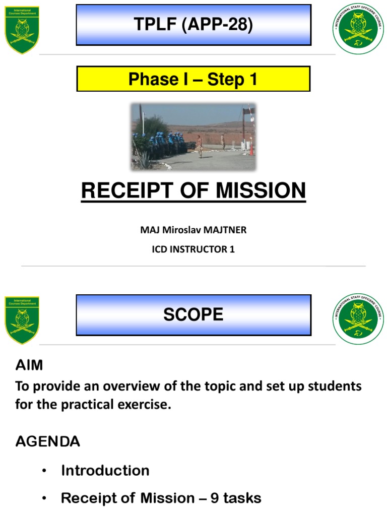 Receipt of Mission Overview and Tasks | PDF | Military Intelligence