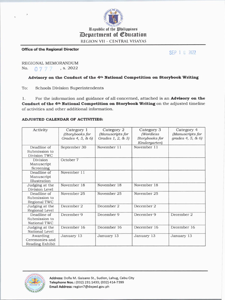 RM 0777 s22 DepEd Region VII Central Visayas | PDF