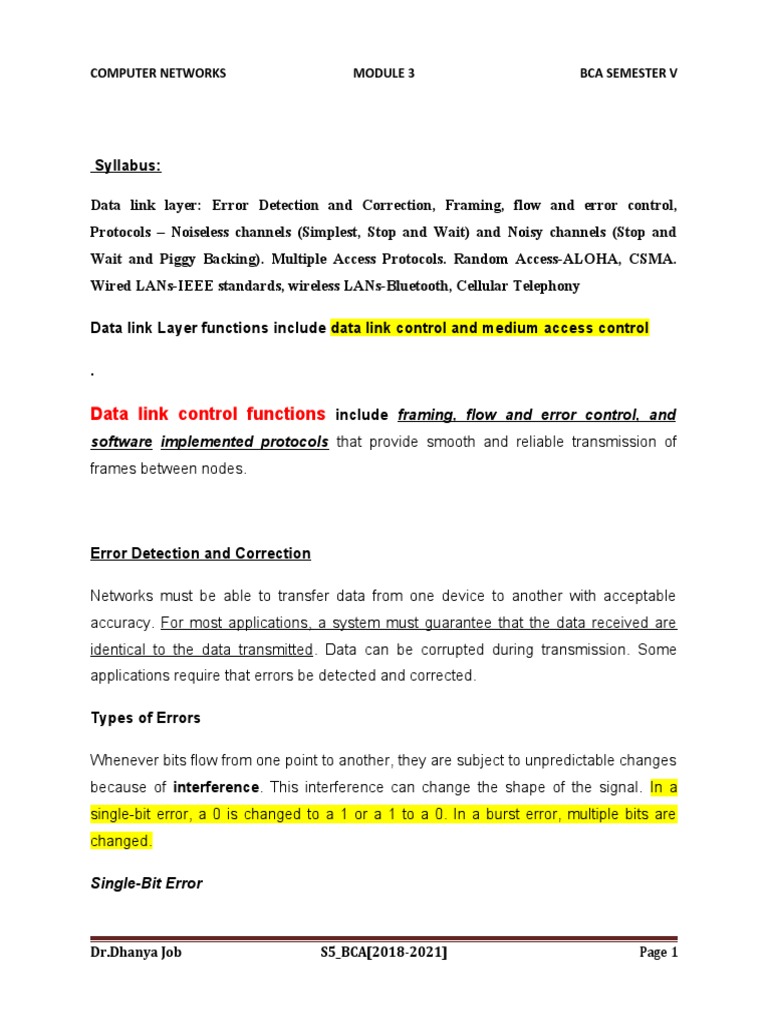 Error Detection and Correction in Computer Networks: An Overview of ...