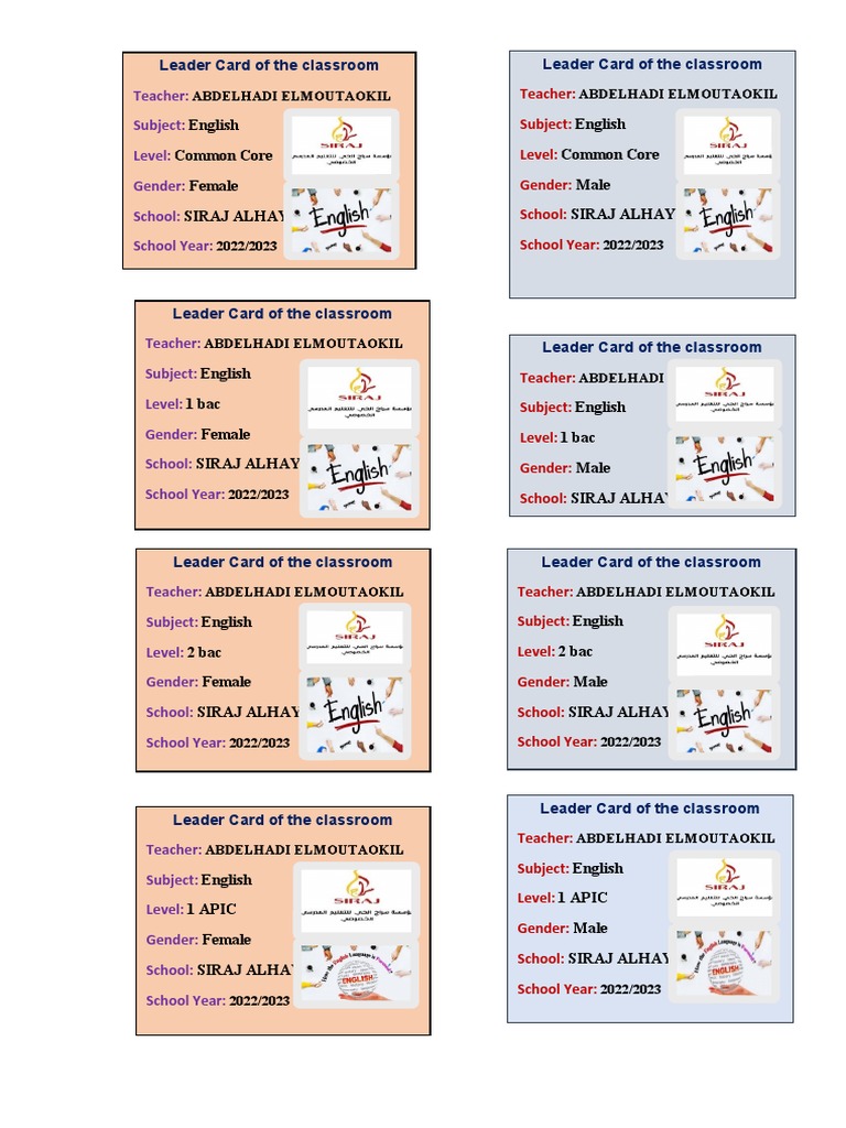 English Class Leaders 2022/2023 | PDF | Educational Environment ...