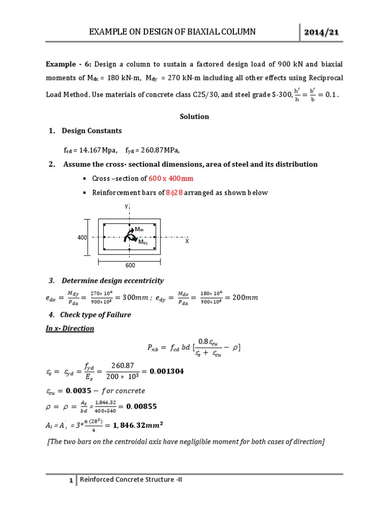 Example On Biaxial Column Using Rec Method PDF Architectural Design