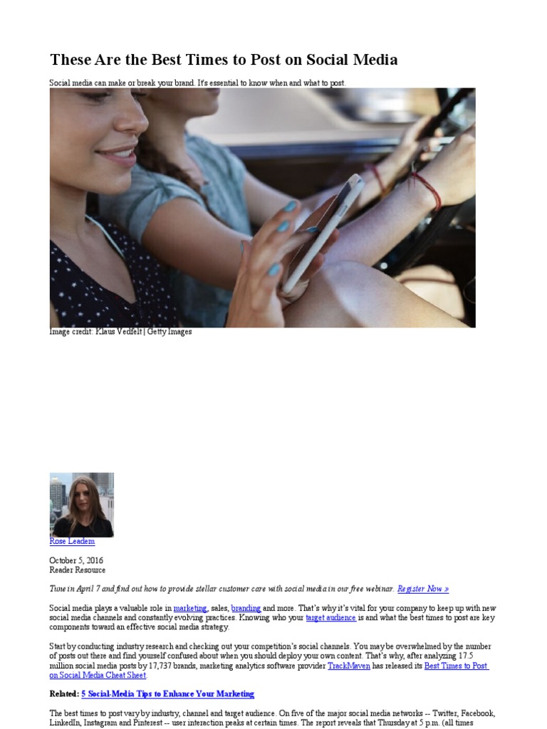 These Are The Best Times To Post On Social Media | PDF | Popular ...