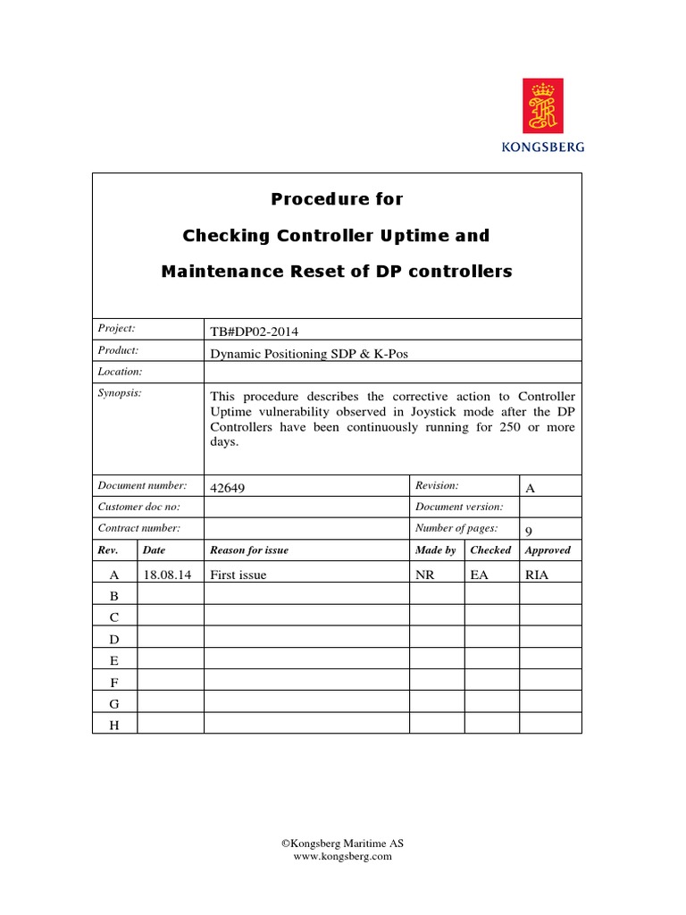 Controller Uptime and Reset Procedure For TB DP02 2014 | PDF | Computer Engineering | Software