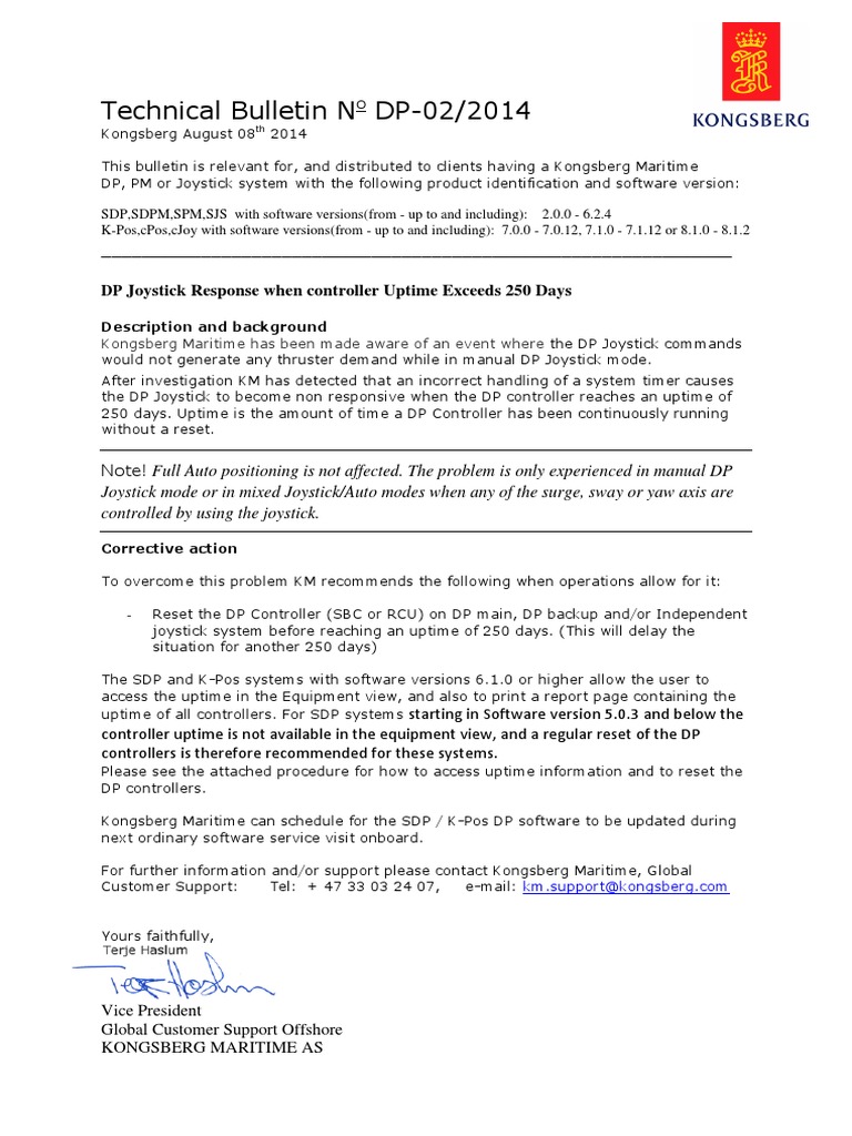 Technical Bulletin - DP02-2014 DP Joystic Responce When Controller ...