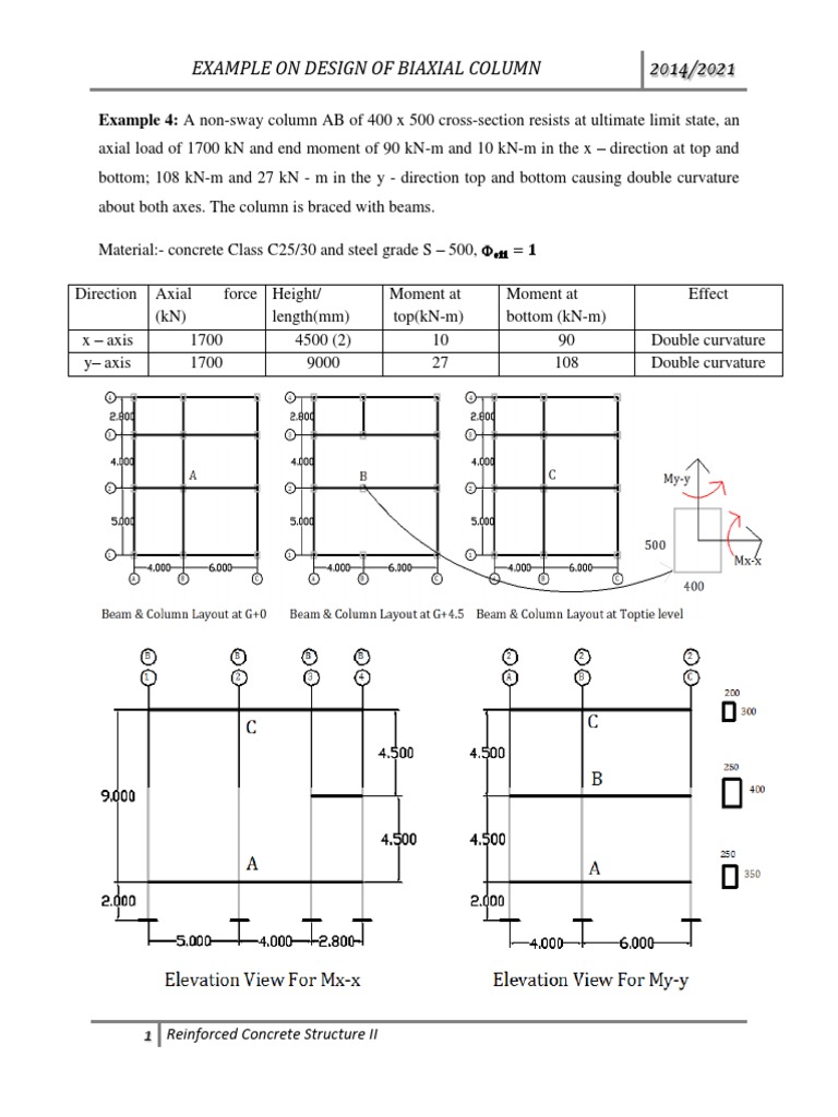 Example On Design of Biaxial Column With Design Eccecntricitiess | PDF ...