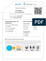 Certificado de Verano: Río Colorado, Río Negro Del 20/02/2021 Al 23/02/2021