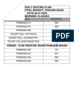 Daily seating plan for Punjabi Bagh classes