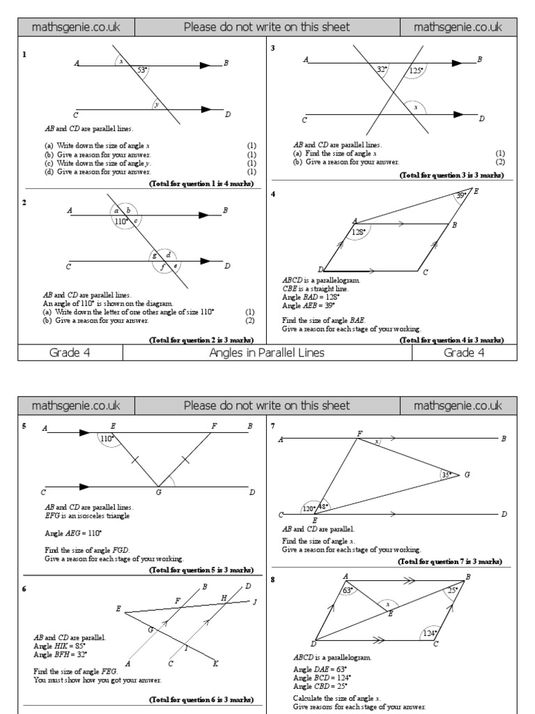 4-angles-in-parallel-lines-ws-pdf-geometry-elementary-mathematics