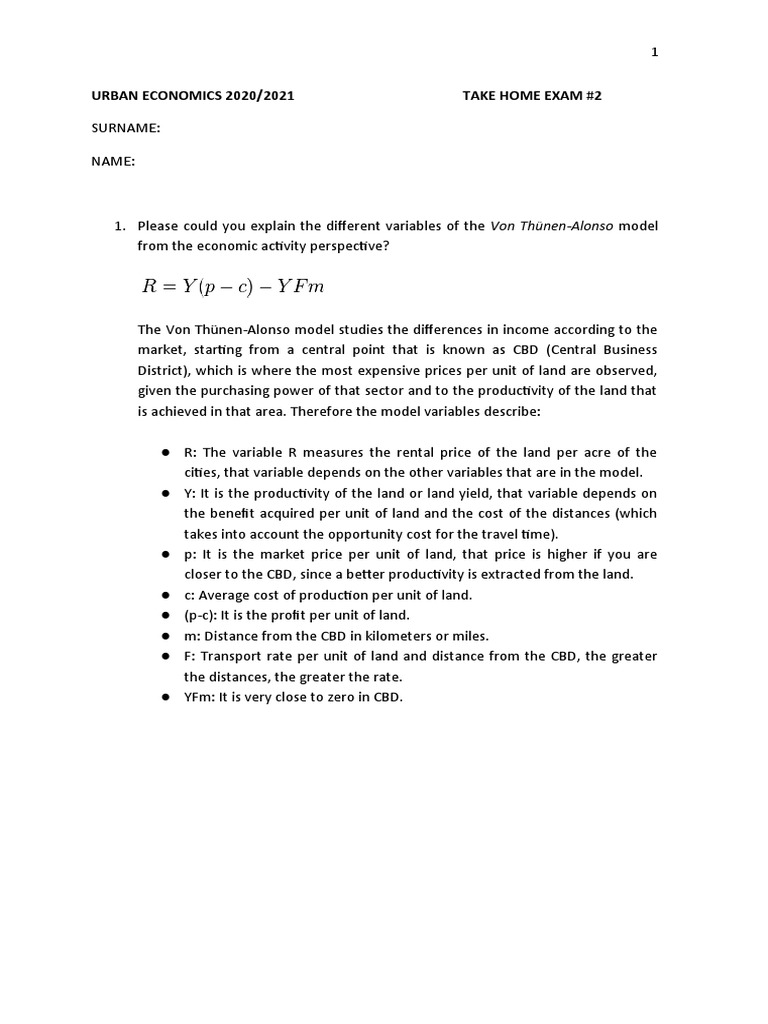 2 - Take - Home - Exam - 2 - ALONSO - MODEL - AND - HOUSING - Def | PDF ...