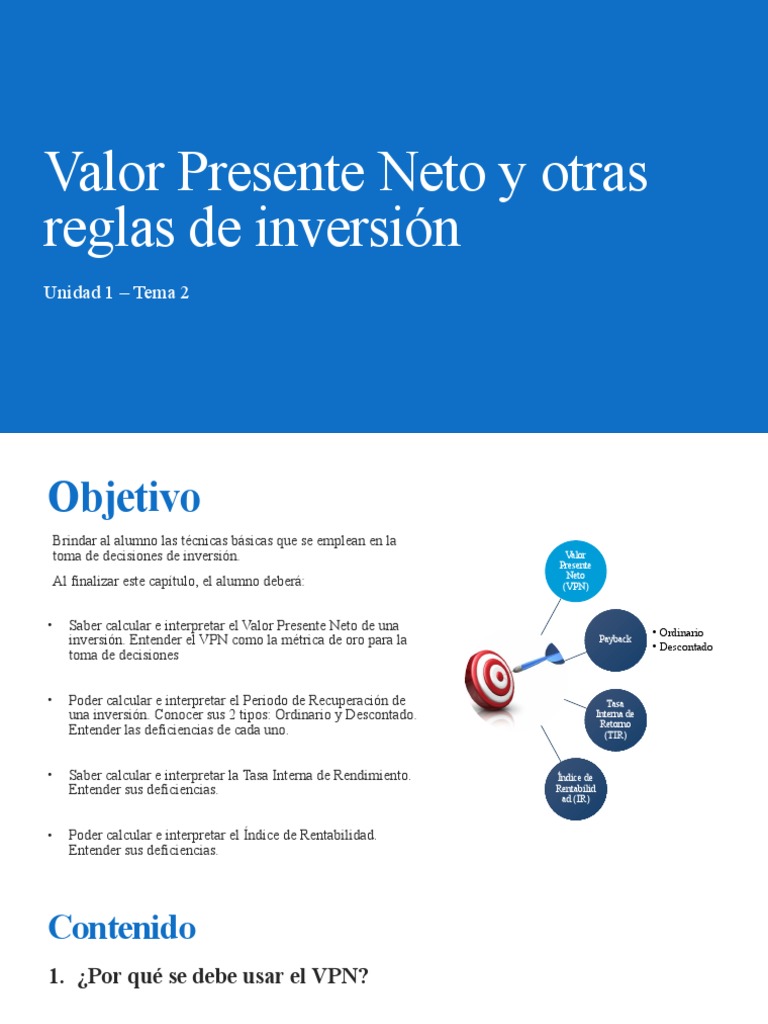 Técnicas de Inversión: VPN y TIR | PDF | Tasa interna de retorno ...