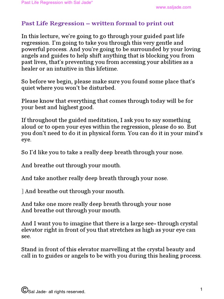 Past Life Regression Pdf Elevator