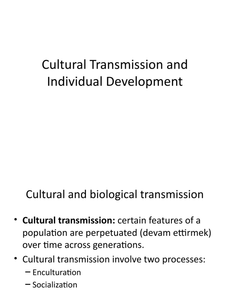 Cultural Transmission 5JLI PDF Socialization Gender Studies