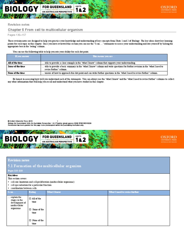 QCE Bio Revision - Notes - Chapter - 5 | PDF | Cell (Biology) | Biology