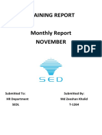 Training Report November MD Zeeshan Khalid-T1264